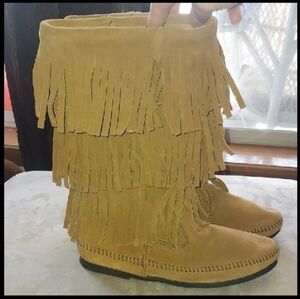 Fringe Tan Suede Boots